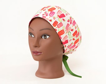 Summer Popsicle's with Lime and Strawberry Pixie Style Scrub Hat