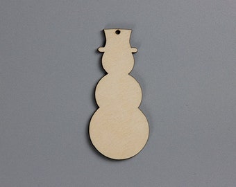 Gift tag made of natural wood "Snowman Type 2"