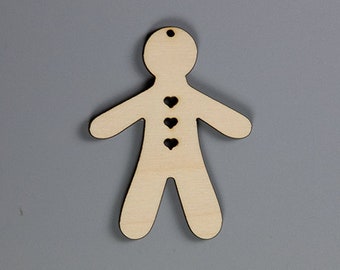 Gift pendant made of natural wood "Gingerbread Man Type 2"