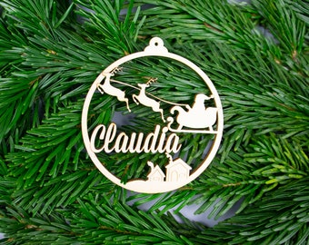 Personalized Christmas Bauble, Wooden Christmas Tree Decor - Santa - Gift Tag