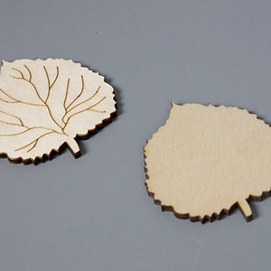 5 pieces of lime leaf made of wood - decoration autumn - leaves - foliage