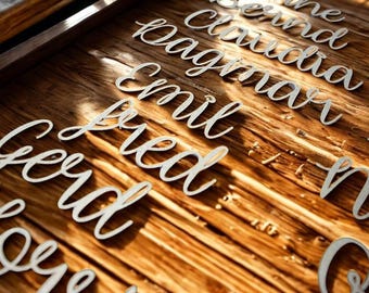 Wooden place card with name lettering, type Uc, 3 cm.
