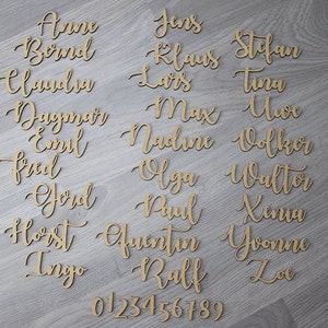 Belettering als plaatskaartje voor namen lettertype Aon 3 cm van hout afbeelding 7