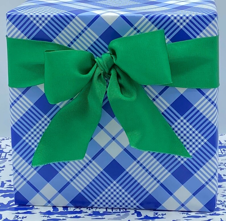 Wrapping Paper Blue and White Plaid Gift Wrap Specialty Etsy