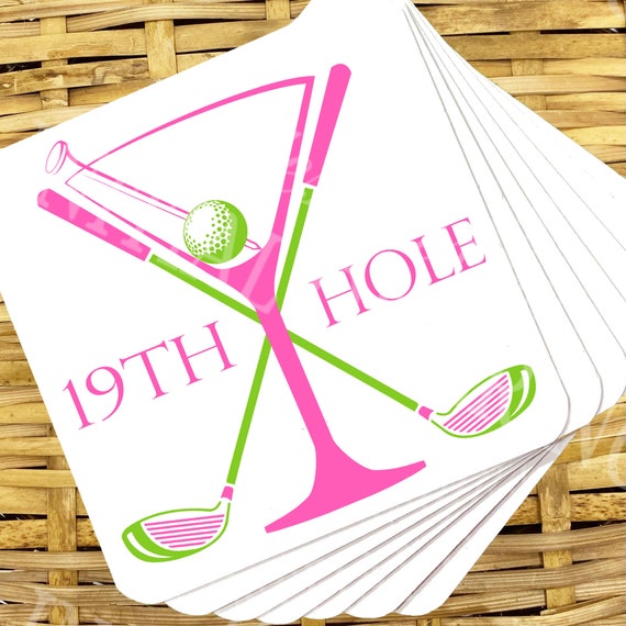 19th Hole Coasters Pink and Green Ladies Golf Gift Gift - Etsy