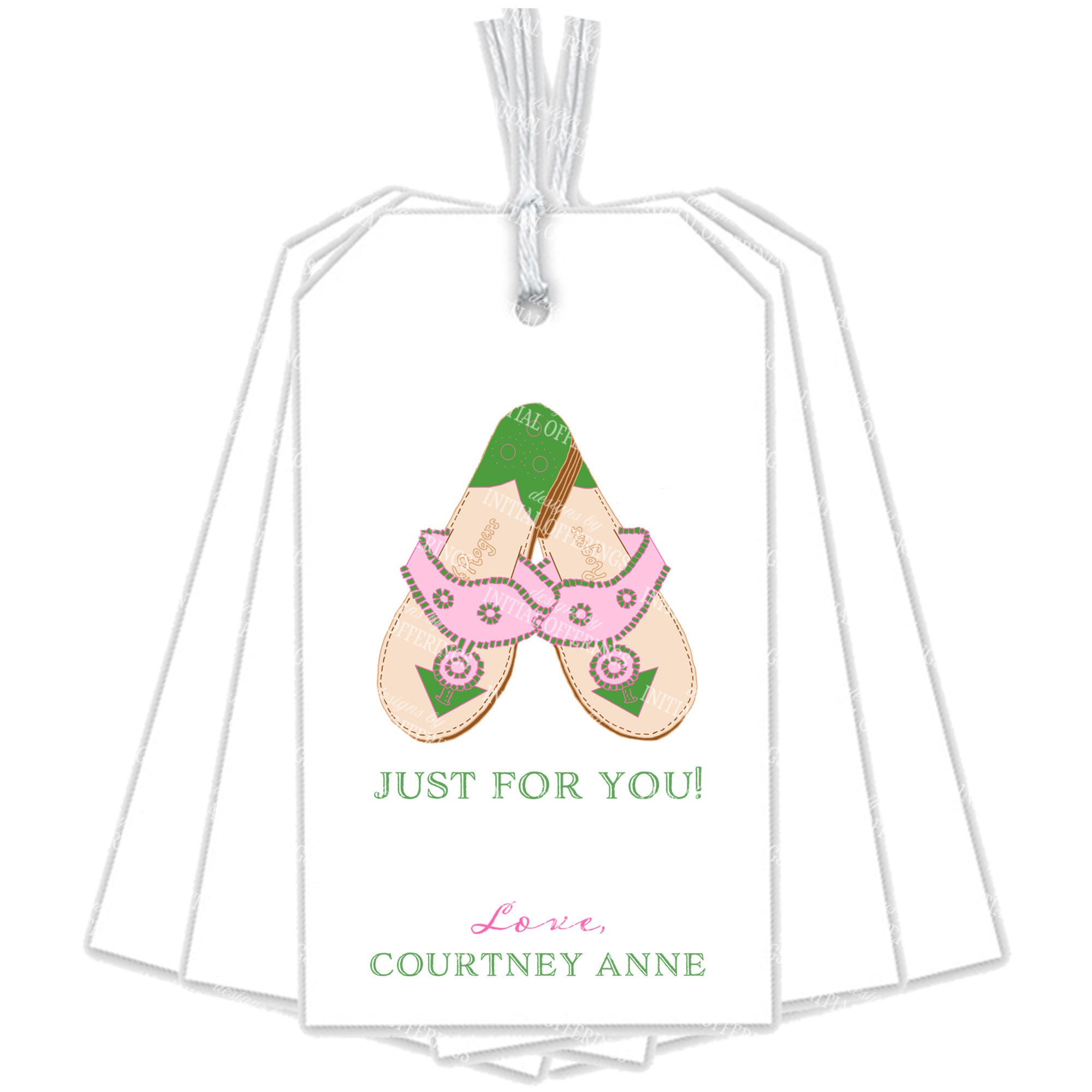 Personalized Gift Tag Pink and Green Jacks Gift Tag | Personalized Tags | Custom Gift Tags | Palm Beach Style Gift Tags