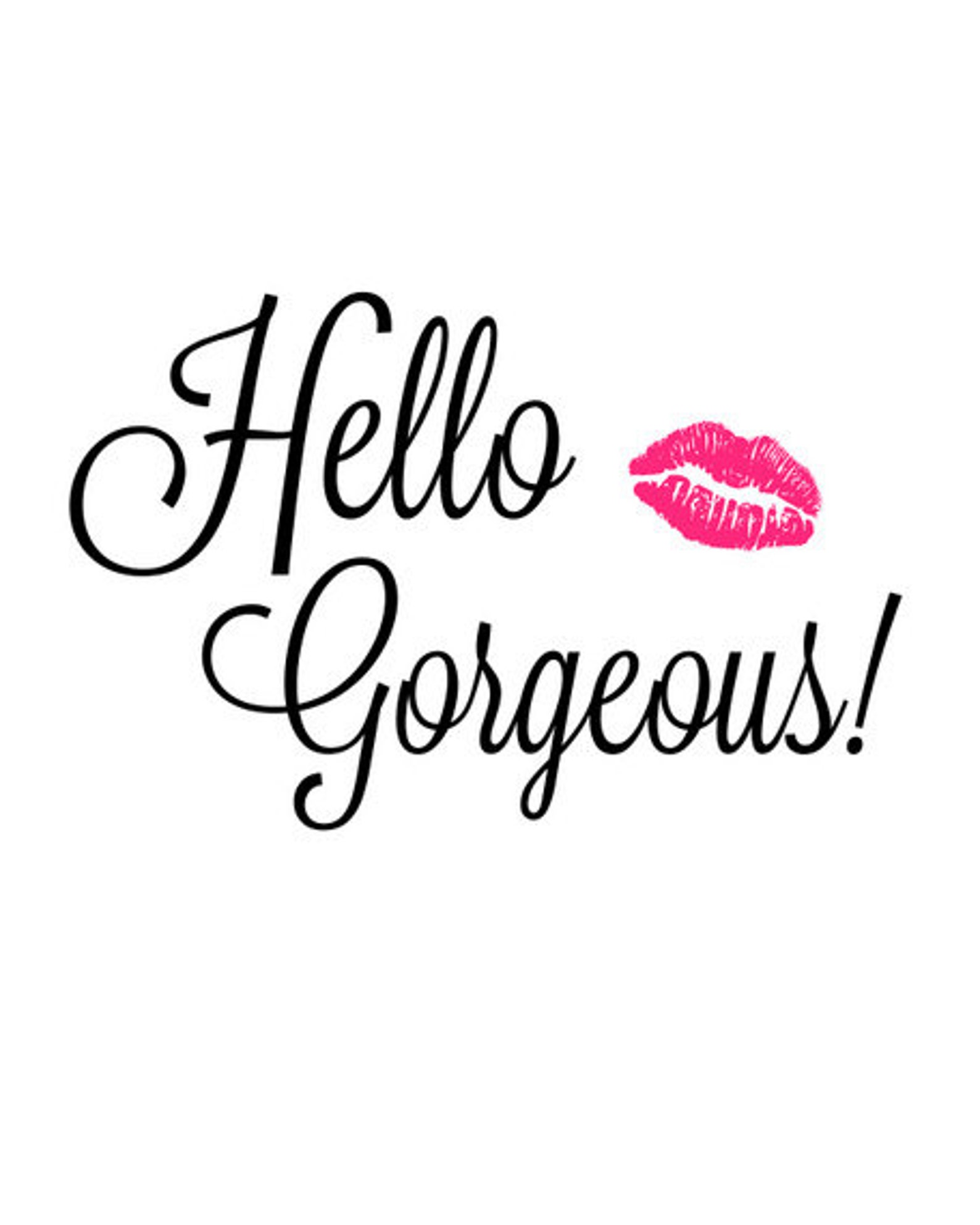 Hello Pink Lips Printable Wall Art Calligraphy Wall Etsy