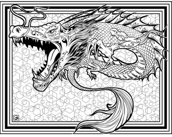 Downloadbare High Resolution Kleurplaat Dragon Batyrbek Etsy