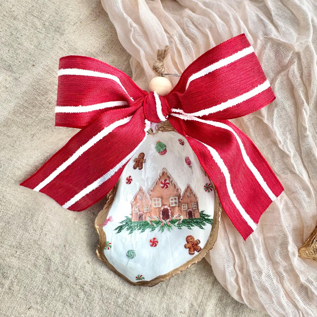 Gingerbread House Oyster Shell Christmas Ornament - Etsy