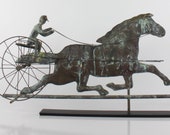 Antique Horse and Sulky Weather Vane, Antique Copper Weathervane