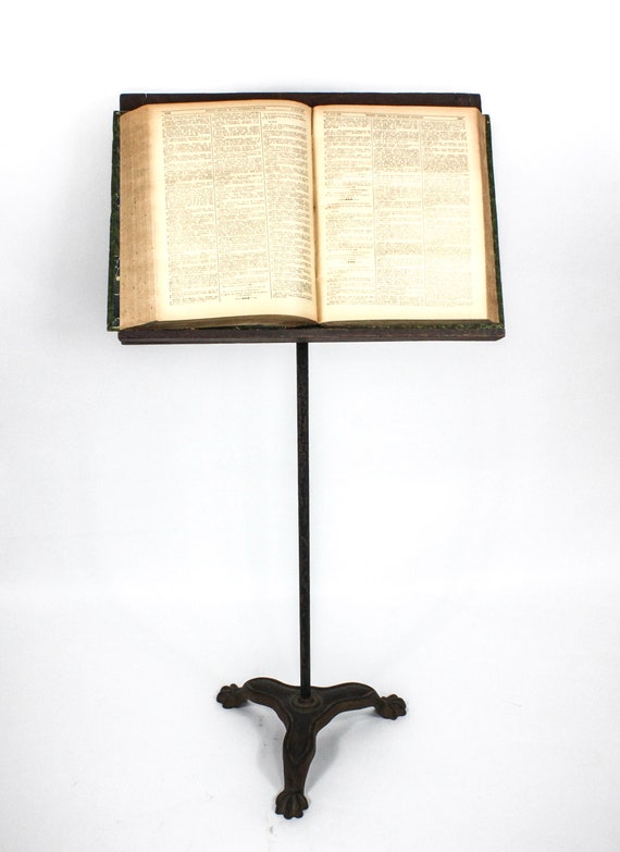 Antique Music Stand Oak And Cast Iron Book Display Etsy