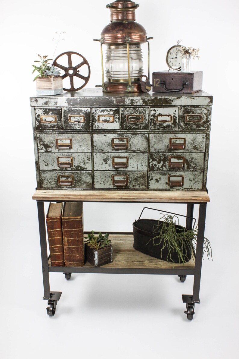 Vintage Metal Apothecary Industrial Decor Industrial Entry