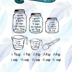 Kitchen Conversion - Measuring Cups - Measuring Spoons - Digital Download - SVG Cut Files - EPS Cut Files - Cameo Cut File - Cricut Cut File