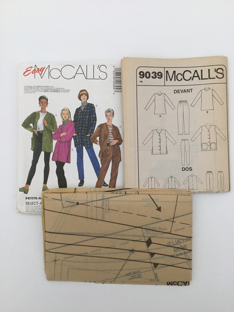 Pants Cardigan and Leggings Vintage Uncut Sewing Pattern Top Size 12-16 Bust 34-38 1997 McCall/'s 9039