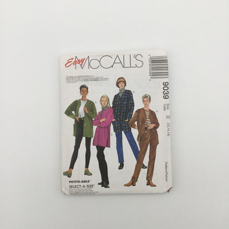 Pants Cardigan and Leggings Vintage Uncut Sewing Pattern Top Size 12-16 Bust 34-38 1997 McCall/'s 9039