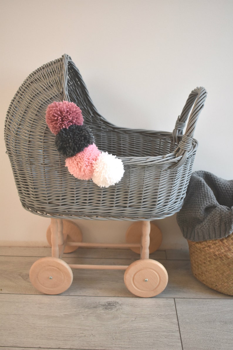 wicker baby doll stroller