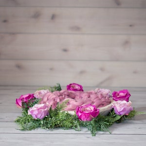 Wooden Bowl with Flowers Digital Backdrop image 3