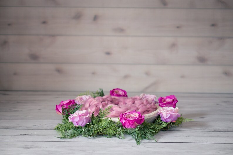 Wooden Bowl with Flowers Digital Backdrop image 3