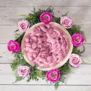 Wooden Bowl with Flowers Digital Backdrop image 1