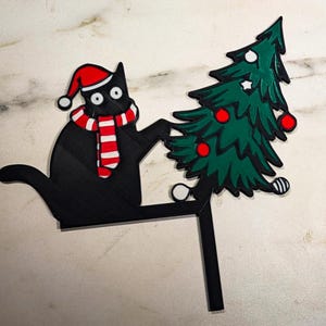 Holiday Door Topper Decoration / Christmas Kitty Toppling Christmas Tree / Cat Owners