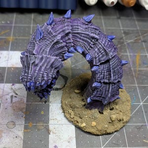 Purple Worm Miniature - Painted - D&D - RPG