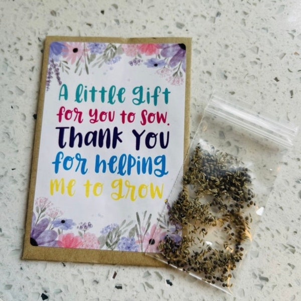 Thank you for helping me to grow seed gift. Teacher gift, teaching assistant, childminder, mother's day, best friend, family.