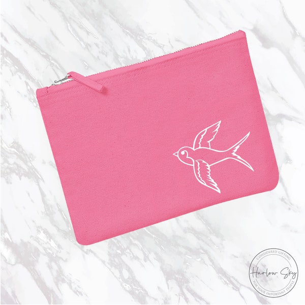 Swallow - Cotton zipped accessory bag