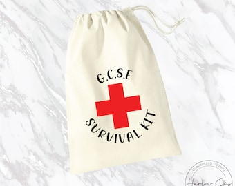 G.C.S.E Survival Kit Drawstring Bag - Revisiegeschenk, cadeau voor kinderen, examencadeau, examentraktaties