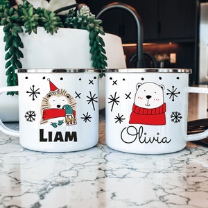 Kids hot Cocoa Christmas Mug, Childrens Hot Chocolate Cup Personalized, Kids mugs, Kids cups, Christmas eve gifts, boy and girl cups