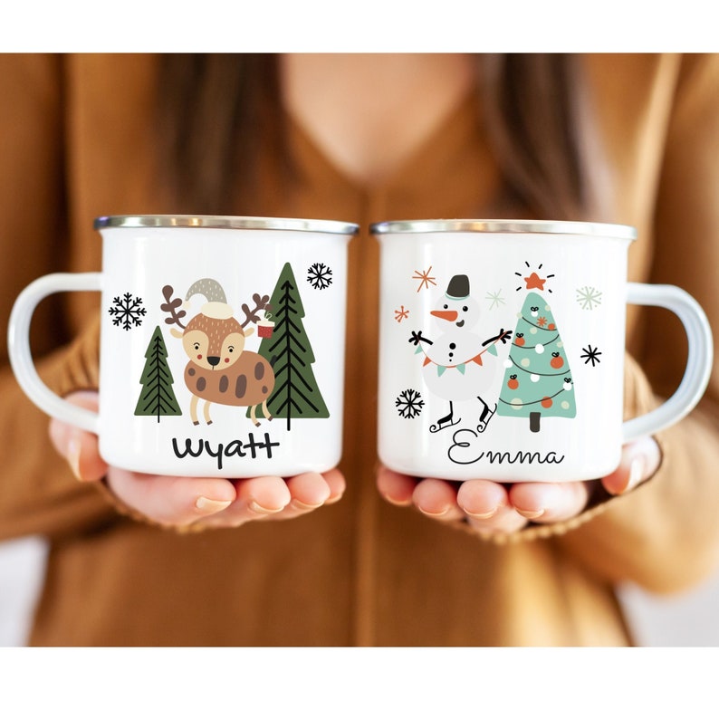 Christmas gifts personalized, Kids hot Cocoa Christmas Mug, Childrens Hot Chocolate Cup, Kids mugs, Kids cups, Christmas eve gifts image 1