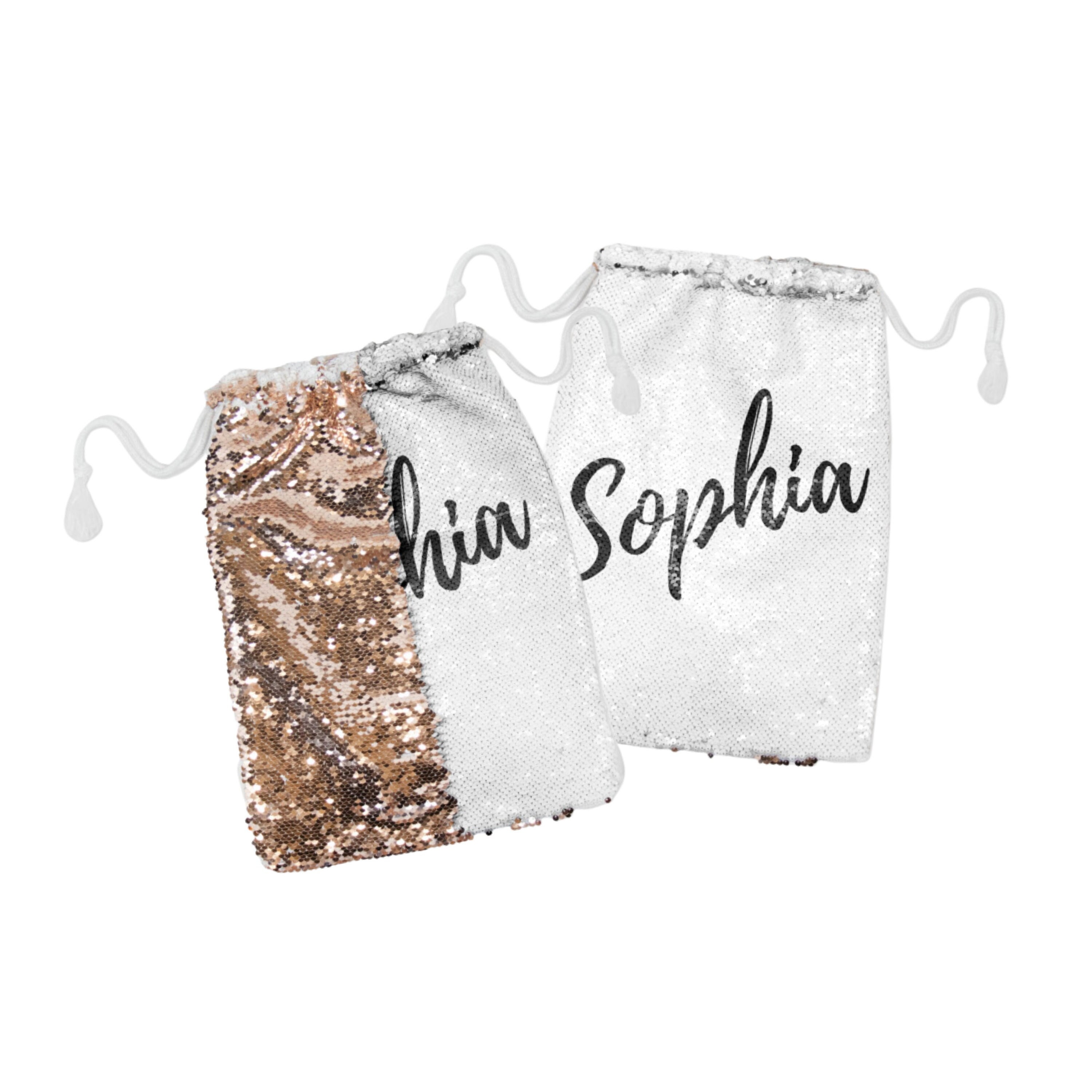personalized sequin drawstring bag