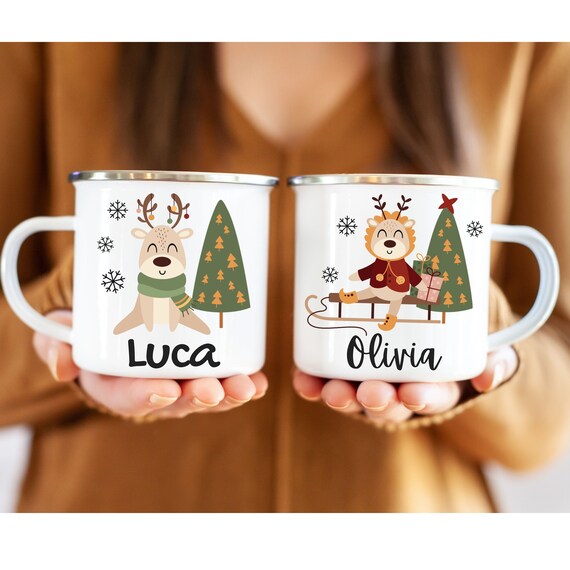 Reindeer Mug for Kids, Hot Cocoa Mug, Christmas Mug - Inspire Uplift