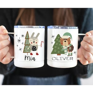 Christmas gifts personalized, Kids hot Cocoa Christmas Mug, Childrens Hot Chocolate Cup, Kids mugs, Kids cups, Christmas eve gifts image 9