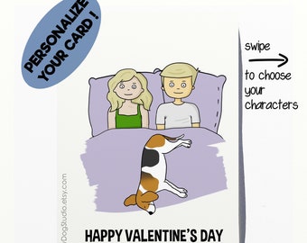 Funny card with Beagle for Valentine's Day. Beagle love card. Hunting Dog card. Dog love card; made by FunnyDogStudio