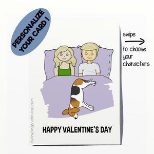 Funny card with Beagle for Valentine's Day. Beagle love card. Hunting Dog card. Dog love card; made by FunnyDogStudio