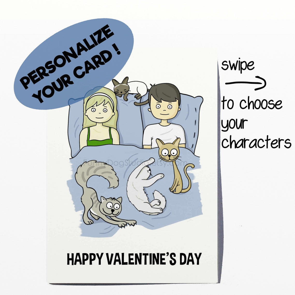 Funny Valentine's Day Card With Cats Kittens Love Card Etsy