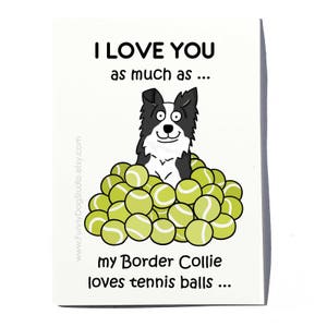 Tarjeta divertida Border Collie Valentine; Border Collie Te amo tarjeta; Tarjeta Border Collie San Valentín; Tarjeta de San Valentín del perro; por FunnyDogStudio