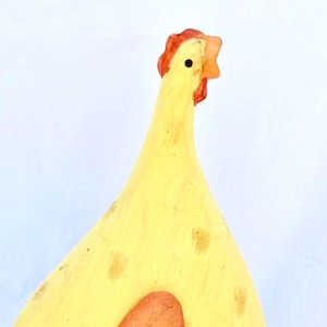 Vintage Primitive Huhn Holzschnitzerei, 9 &quot;Handbemalte Bauernhof Figur