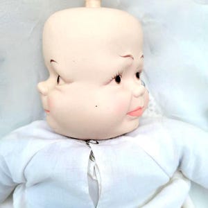 Three Faced Porcelain Baby Doll w/ Lace Gown 20” Early-Mid 20th Century Antique