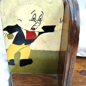 Sujetalibros de Looney Tunes de la década de 1950, Elmer y Porky, arte naif, madera pintada a mano, década de 1940-1950