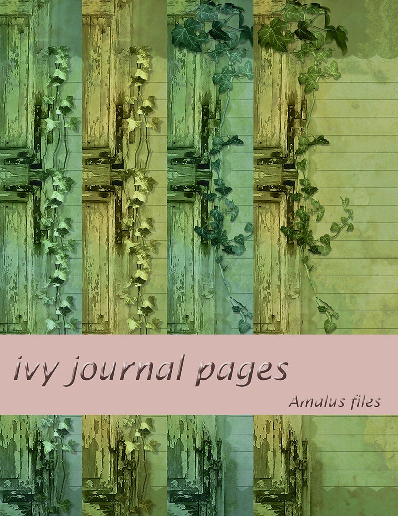 Printable Ivy Journal Page, Scrapbook Paper, Letter Paper, Digital