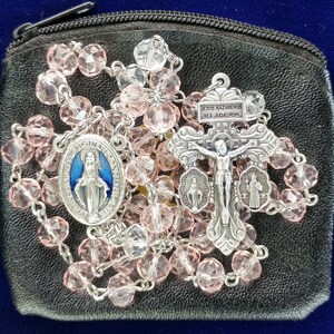 Light Pink Faceted Rosary (Case Included)