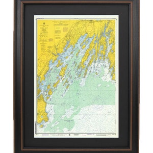 Vintage Casco Bay Maine Nautical Chart 13290. 1974 Historical Chart. NOAA 13290. Handmade in the USA.