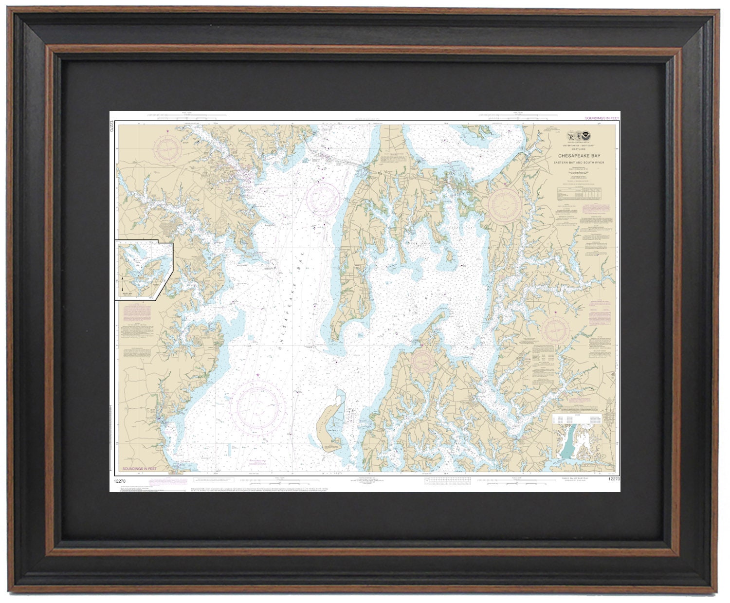 Framed Nautical Chart 12270 Chesapeake Bay Eastern Bay and Etsy