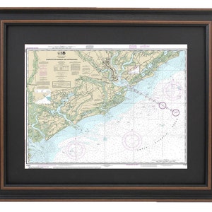 Framed Nautical Chart 11521 - Charleston Harbor and Approaches. NOAA 11521. Handmade in the USA.