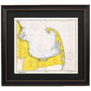 Vintage Framed Nautical Chart 13246. Cape Cod. 1966 Historical Chart. NOAA 13246. Handmade in the USA.