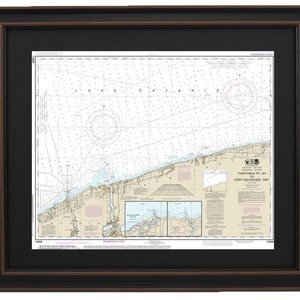 Framed Nautical Chart 14806 - Lake Ontario - ThirtyMile PT, NY to Port Dalhouse, Ontario. NOAA 14806.