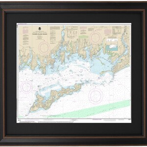 Framed Nautical Map 13214 : Fishers Island Sound - Etsy