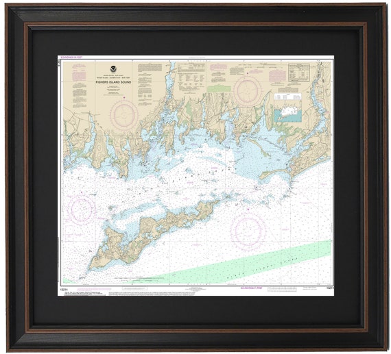 Framed Nautical Map 13214 : Fishers Island Sound | Etsy
