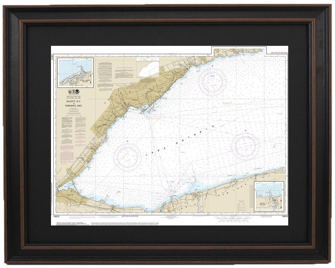 Framed Nautical Map 14810 Olcott Harbor to Toronto Olcott and Wilson Harbors Etsy
